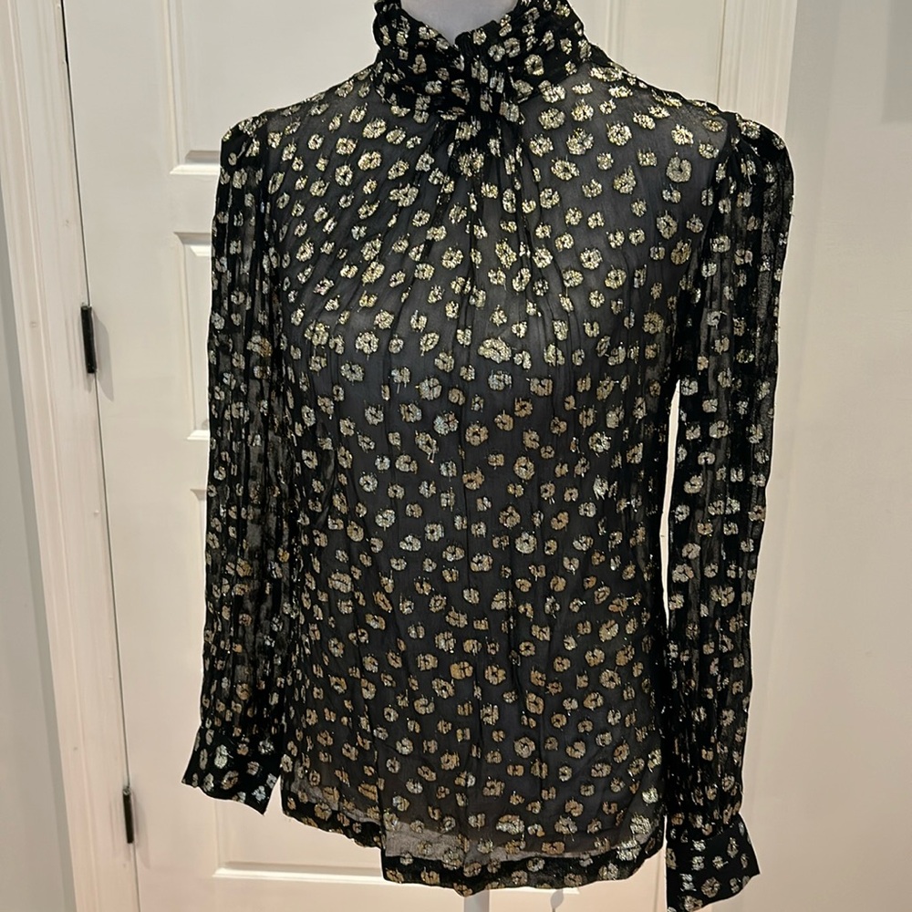 Millie Gold Leopard Print Blouse - NWT